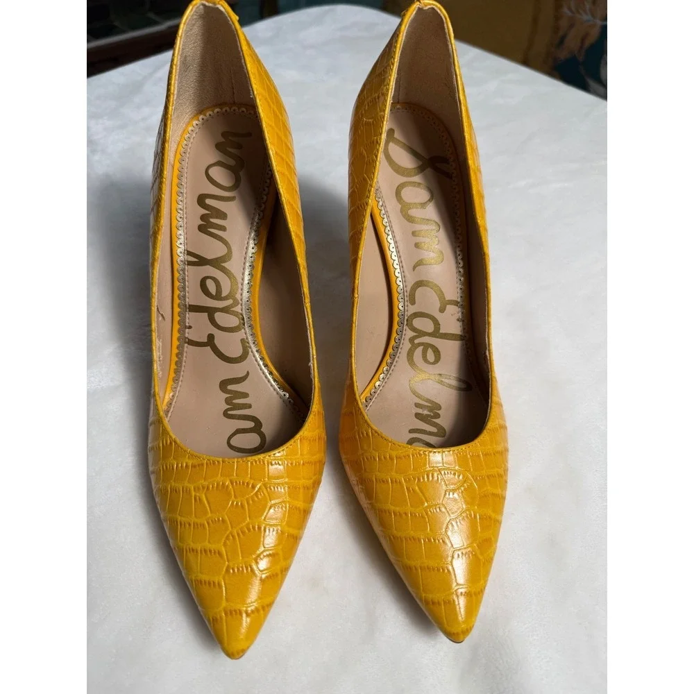 Sam Edelman Yellow Pointed Toe Sz 7 Pumps Heels Indie Sexy Office Siren